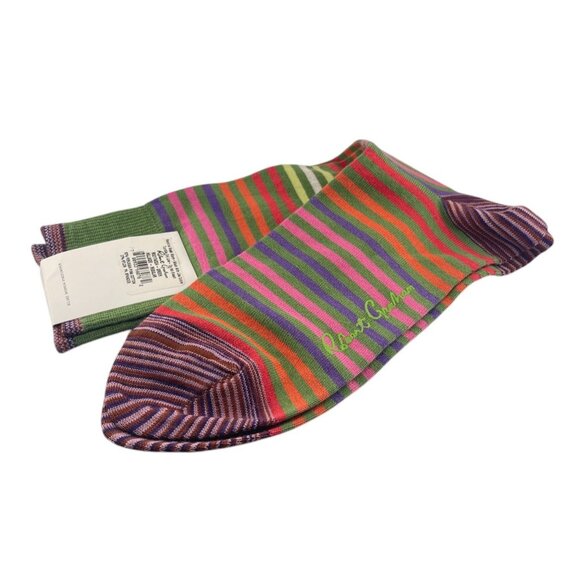 Robert Graham Mens Hillside Regular Striped Socks Green/Purple/Orange - Picture 3 of 7